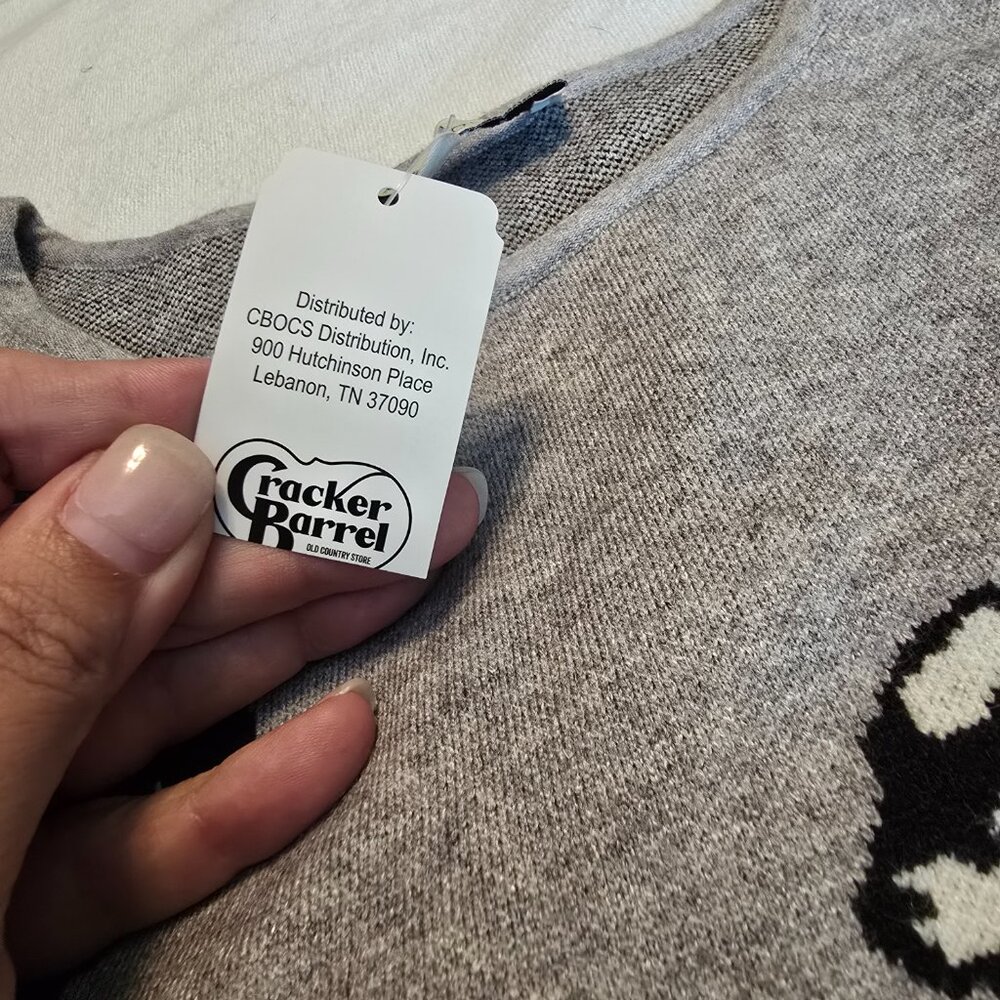 Cracker Barrel Astrologie Small S Sheep Lamb Black White Sweater Crew Sweatshirt - Picture 9 of 16